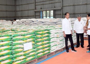 Presiden Jokowi Tinjau Stok Beras dan Serahkan Bantuan Pangan di Kabupaten Bungo