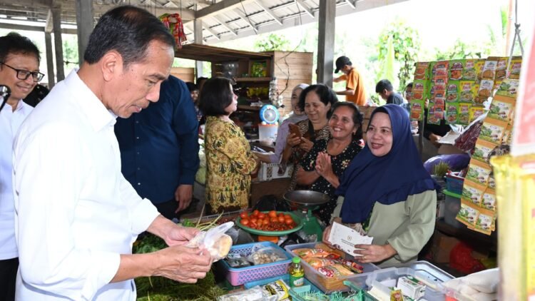 Presiden Jokowi Cek Harga dan Berikan Bantuan ke Pedagang di Pasar Temenggoeng Djaja Karti