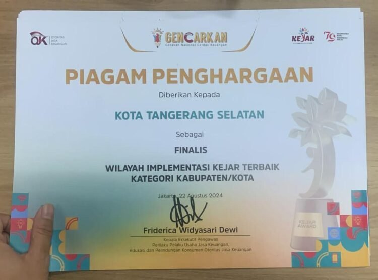 Tangsel Raih Penghargaan Kejar Award 2024 dari OJK, Benyamin Terus Galakkan Literasi Keuangan Bagi Para Pelajar