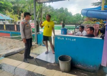 Anggota Polsek Rangkasbitung Polres Lebak Datangi Crew Kolam Renang BIM,Sampaikan Pesan Kamtibmas