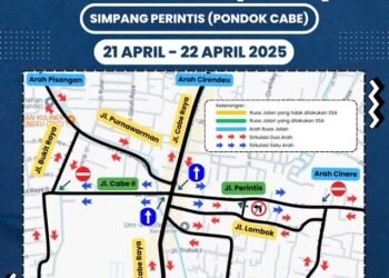Dishub Tangsel Uji Coba Sistem Satu Arah di Jalan Cabe 2 dan Jalan Perintis